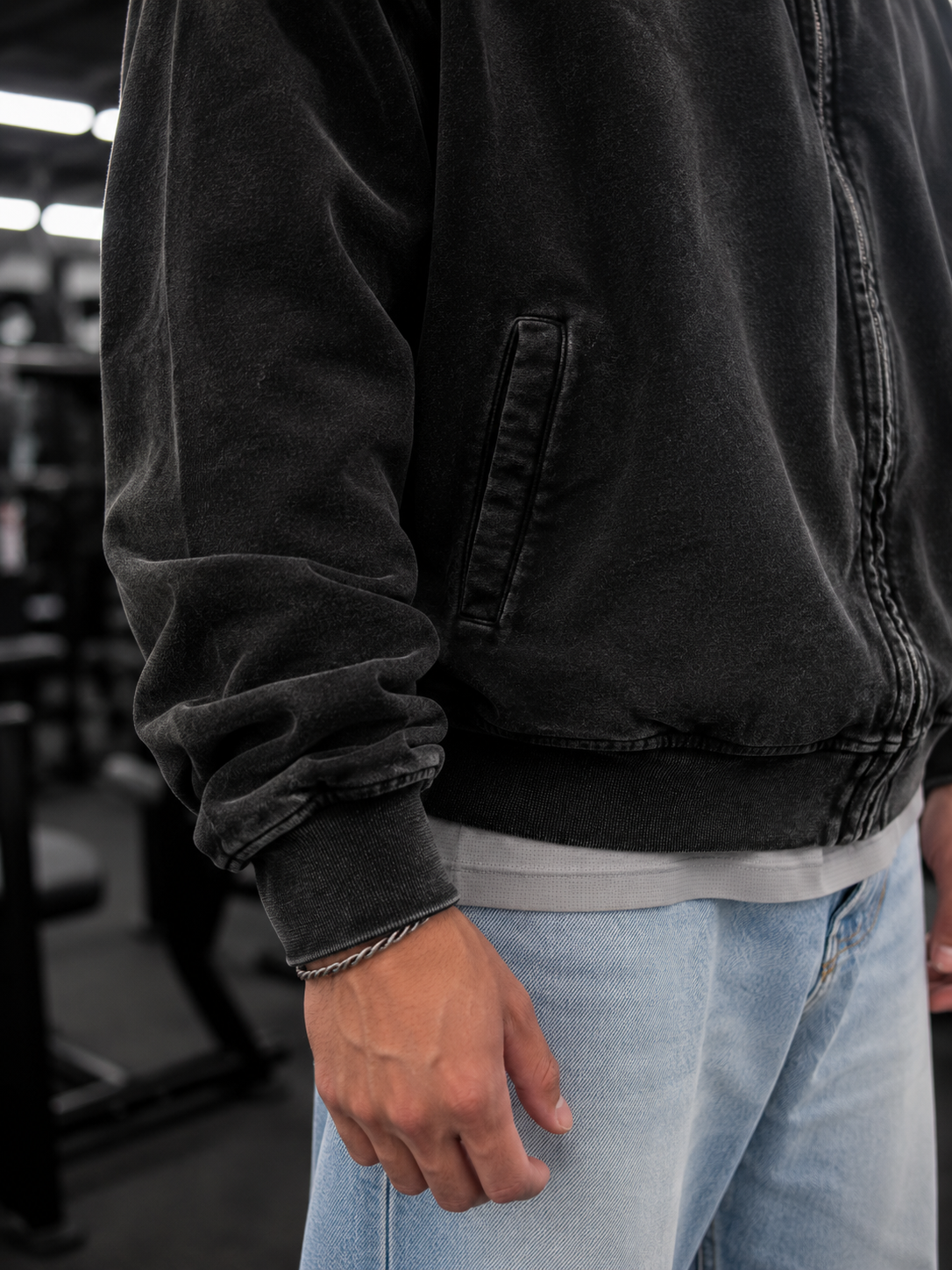 Sudadera Siberian con cierre de 440 gramos sin gorro efecto deslavado